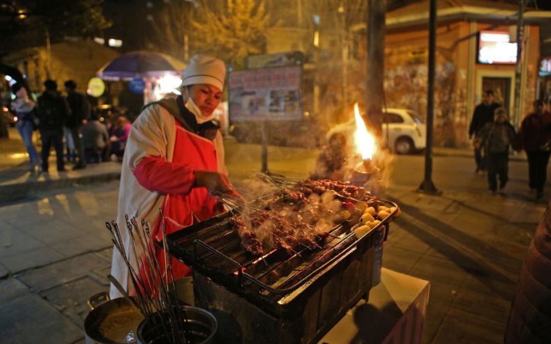 Street food in La Paz, Bolivia