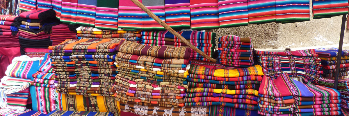 Sucre Bolivia - Gift store at the tarabuco market with traditional gifts