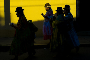 Bolivian Cholita Wrestling - four indigenous aymara women